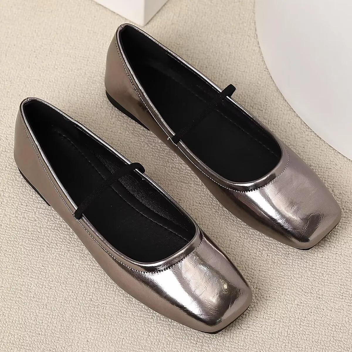 LUXINYU Womens Mary Jane Shoes Comfortable Strap Flats Dressy Square Toe Flats Casual Ballet Flats for Women