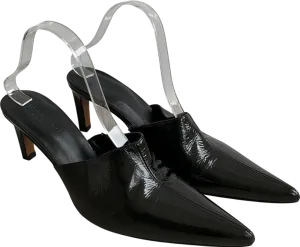 M&S Black Pointed Toe Slip On Heels UK 8 EU 41 