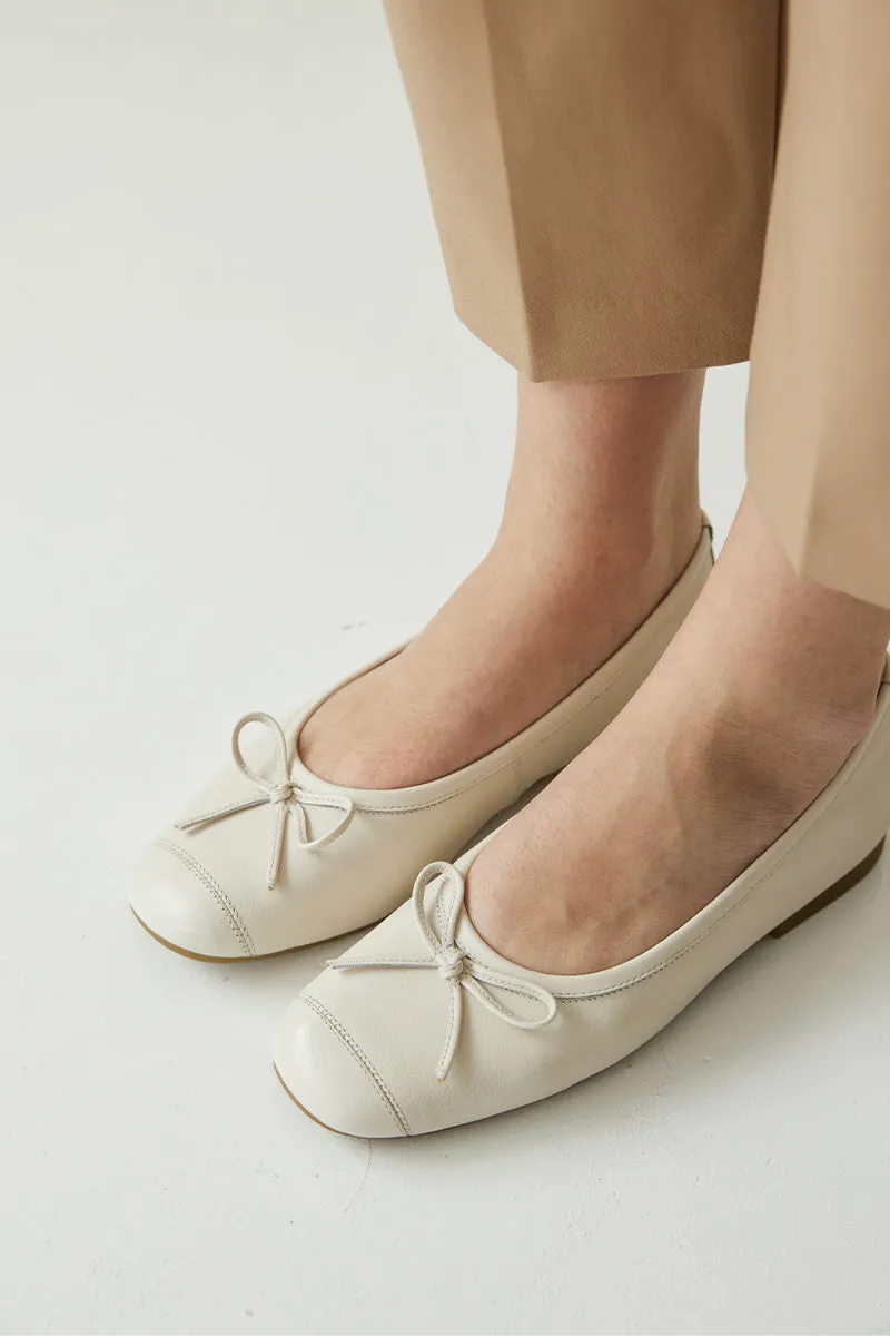 Melodie Calf Leather Ballet Flats in Cream