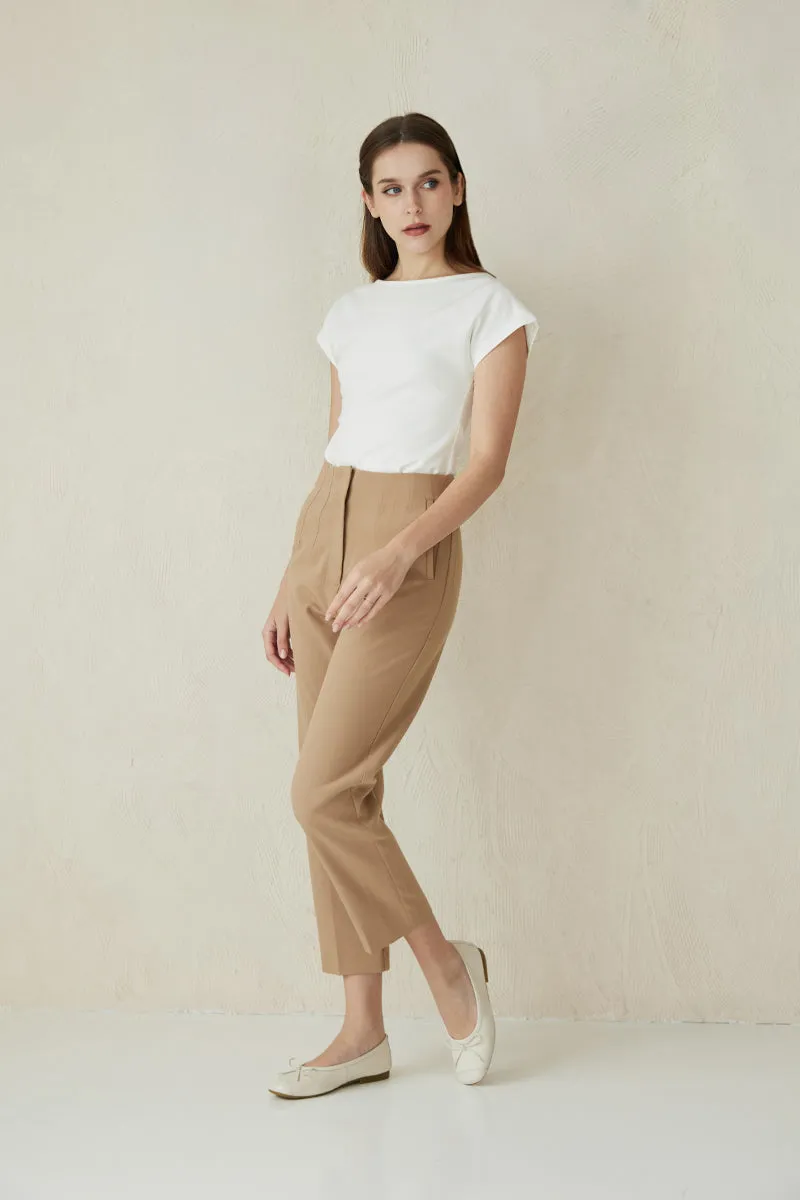 Melodie Calf Leather Ballet Flats in Cream