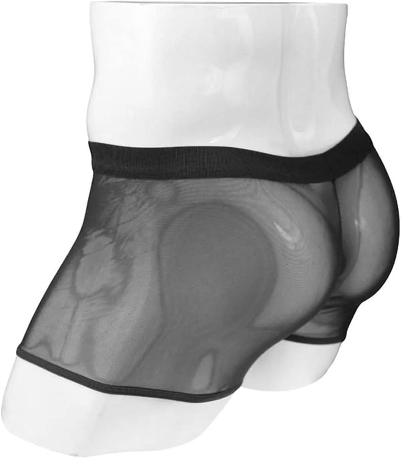 Men Mesh Zipper Transparent Boxer Brief Low Rise Patent Leather Underpants Sexy See Through Lingerie Thongs Clubwear