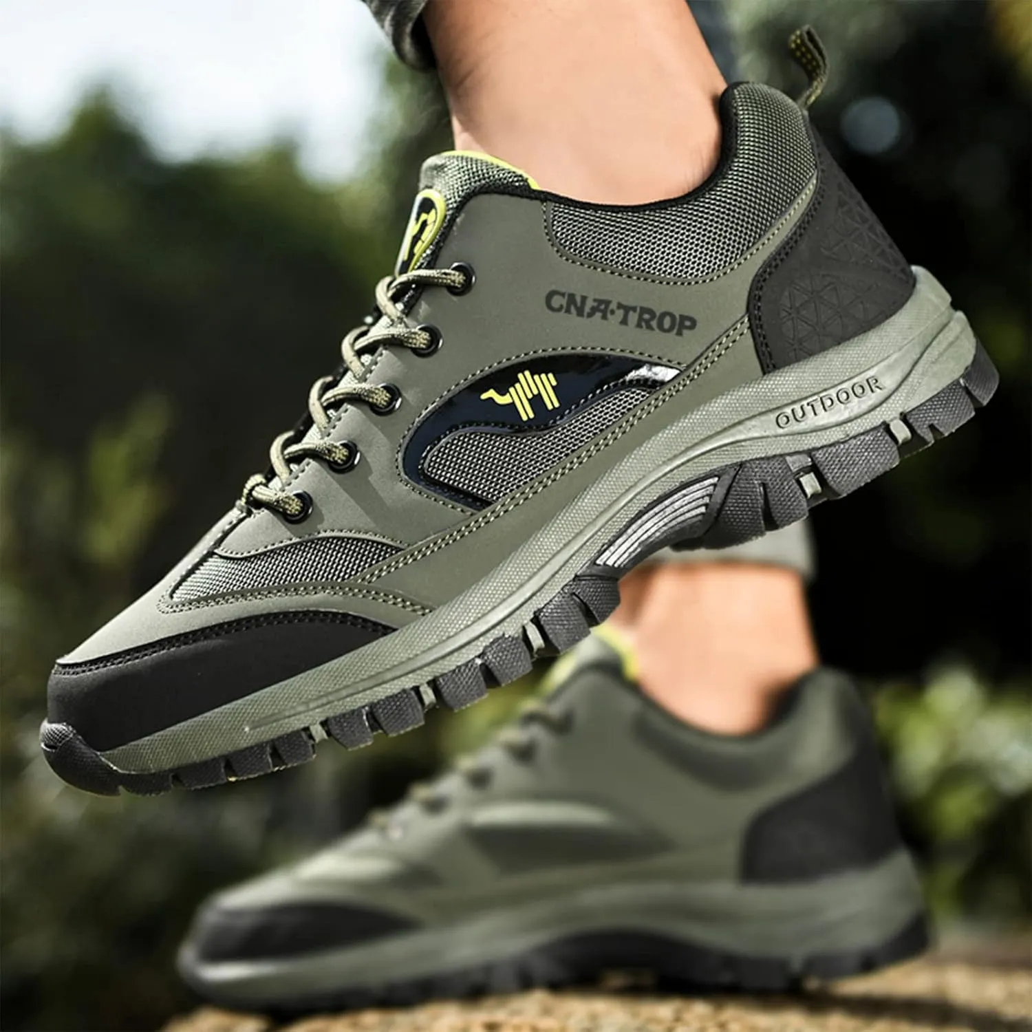 Men's Outdoor Lace-up Hiking Orthopedic Shoes,Low Waterproof Wear-Resistant Outdoor Lightweight Trail Trekking Sneakers