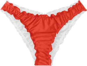 Milumia Women's Bikini Bottoms Solid Ruched Lettuce Trim Swim Bottom Swimwear