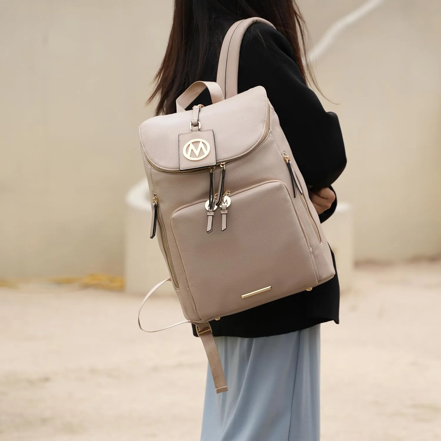 MKF Collection Backpack Bag for Women Vegan Leather Top-Handle Ladies Fashion Travel Bag  Daypack By Mia K