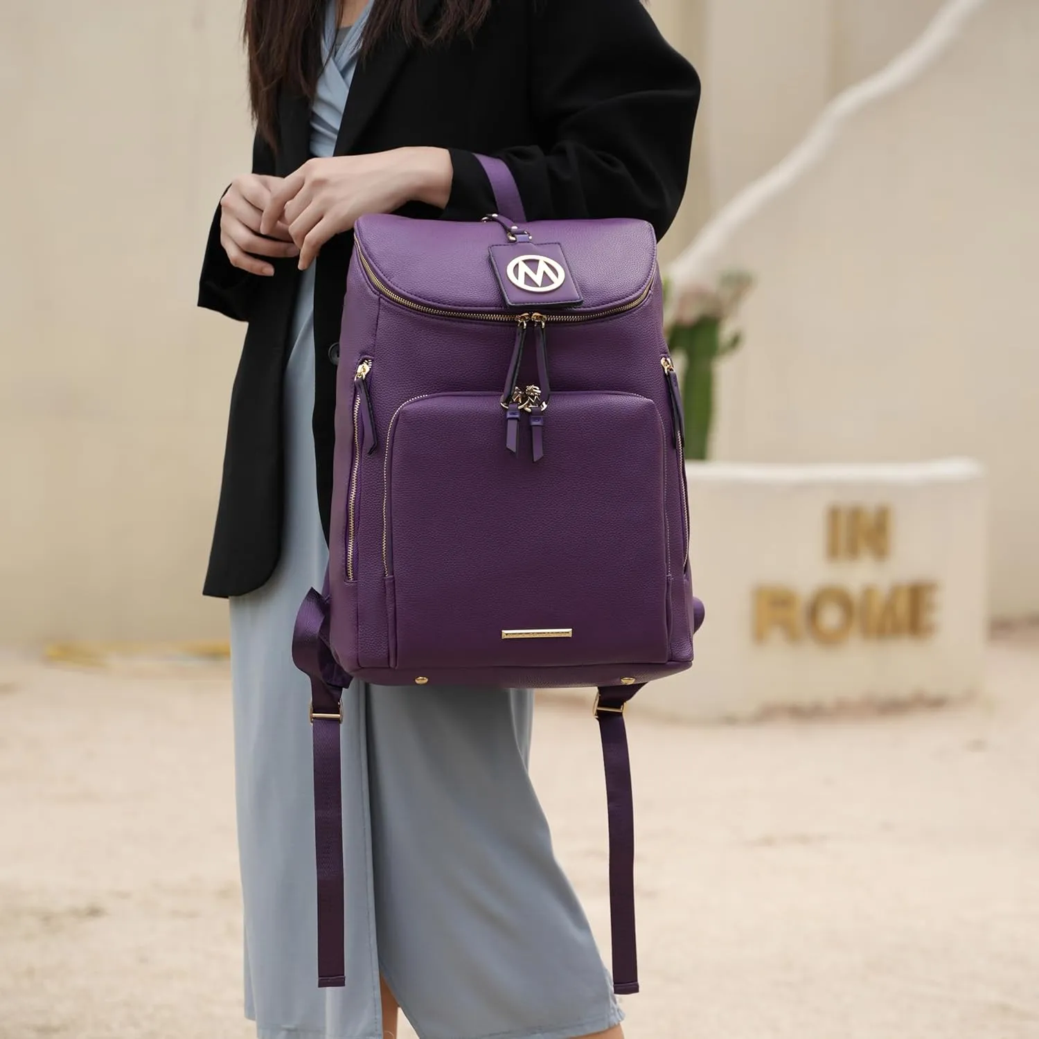 MKF Collection Backpack Bag for Women Vegan Leather Top-Handle Ladies Fashion Travel Bag  Daypack By Mia K