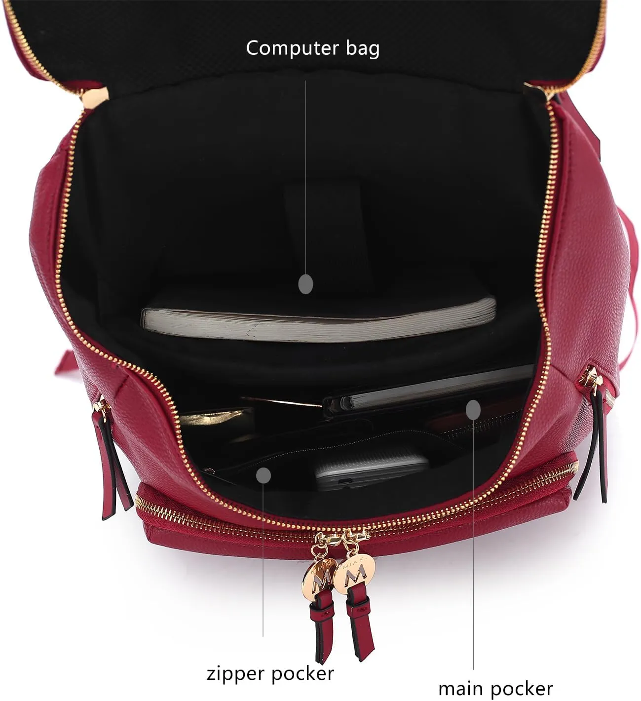 MKF Collection Backpack Bag for Women Vegan Leather Top-Handle Ladies Fashion Travel Bag  Daypack By Mia K