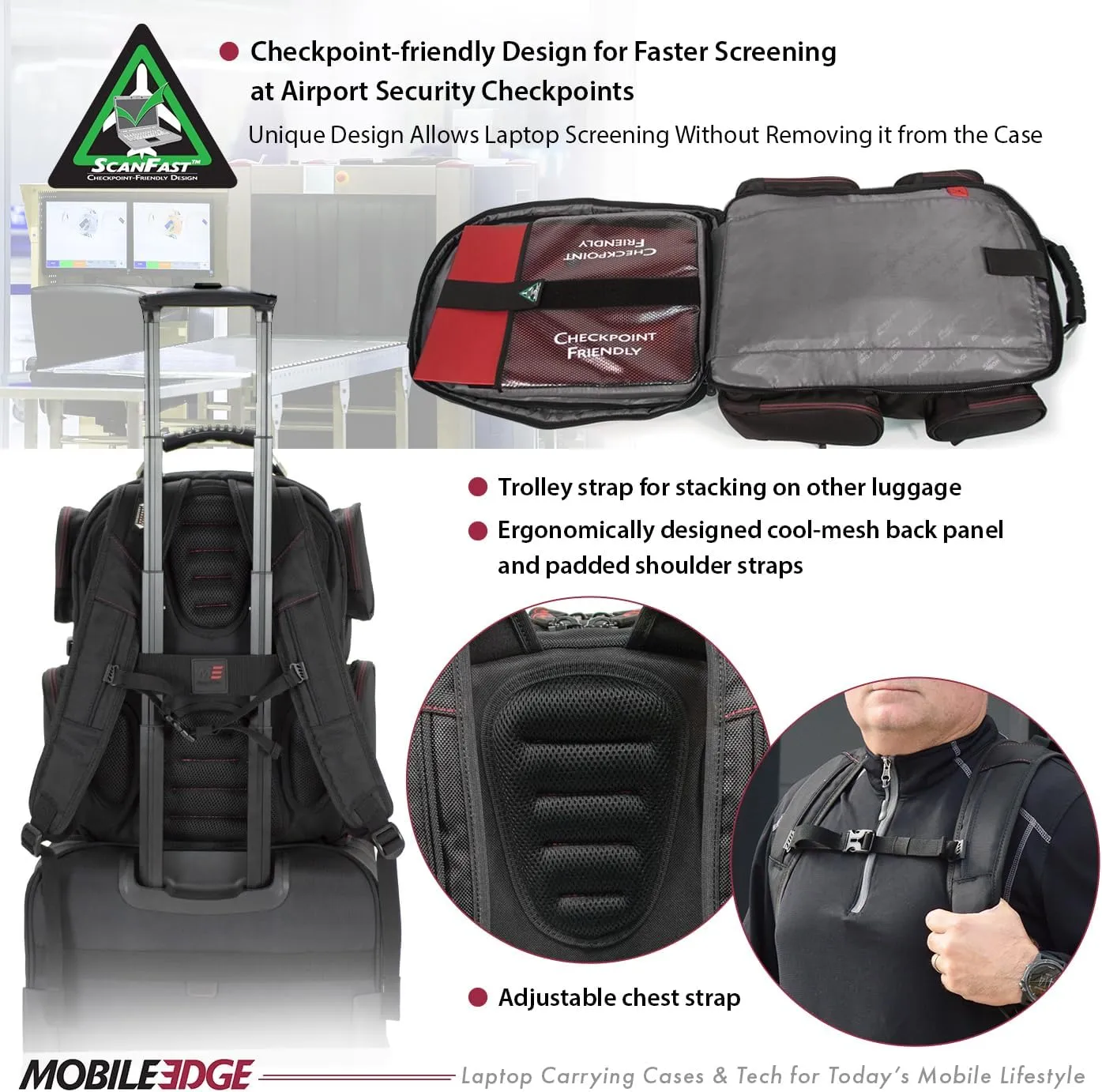 Mobile Edge CORE Gaming Laptop Backpack for 17-18 Inch Laptops with USB Charging Port and Cable, TSA-Friendly, MECGBPV1