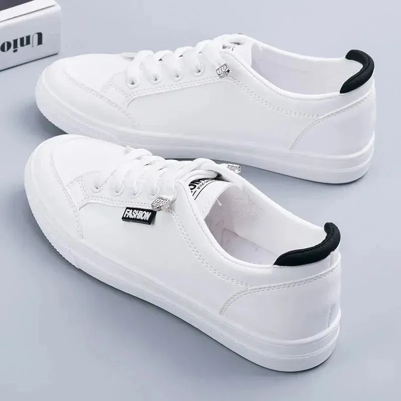 Outdoor Trainers Women Running Shoes Summer Autumn Fashion White PU Leather Lace-Up Breathable Casual Sneakers Zapatos De Mujer
