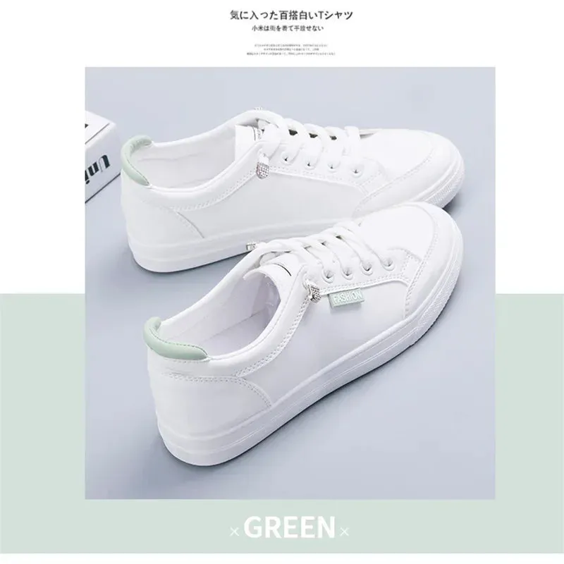 Outdoor Trainers Women Running Shoes Summer Autumn Fashion White PU Leather Lace-Up Breathable Casual Sneakers Zapatos De Mujer