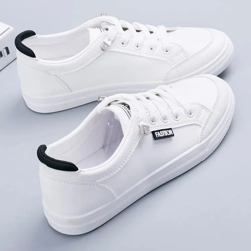 Outdoor Trainers Women Running Shoes Summer Autumn Fashion White PU Leather Lace-Up Breathable Casual Sneakers Zapatos De Mujer