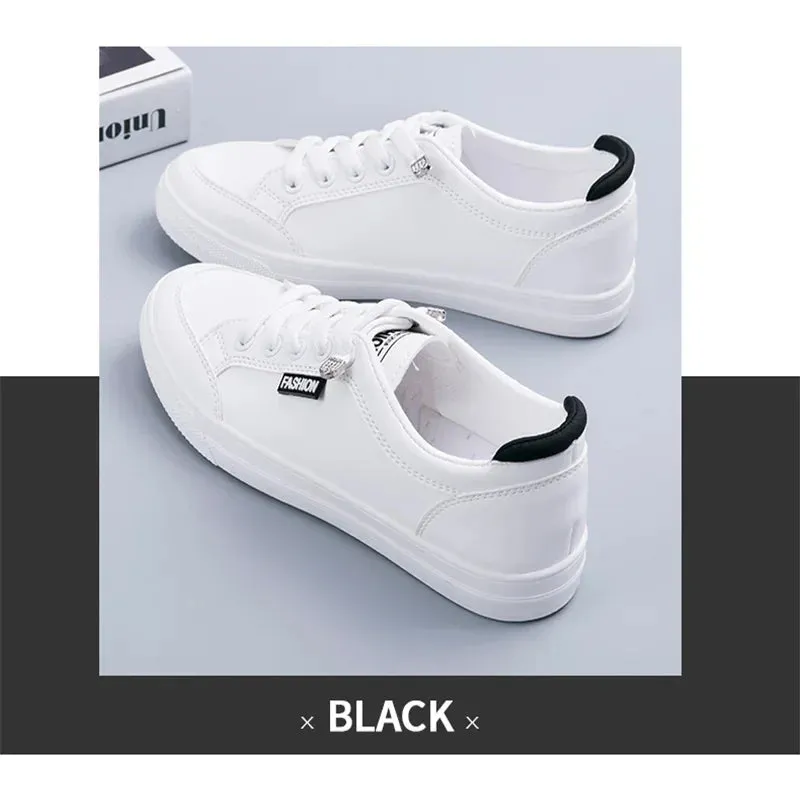 Outdoor Trainers Women Running Shoes Summer Autumn Fashion White PU Leather Lace-Up Breathable Casual Sneakers Zapatos De Mujer