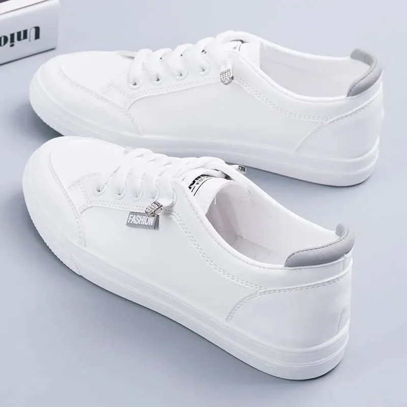 Outdoor Trainers Women Running Shoes Summer Autumn Fashion White PU Leather Lace-Up Breathable Casual Sneakers Zapatos De Mujer