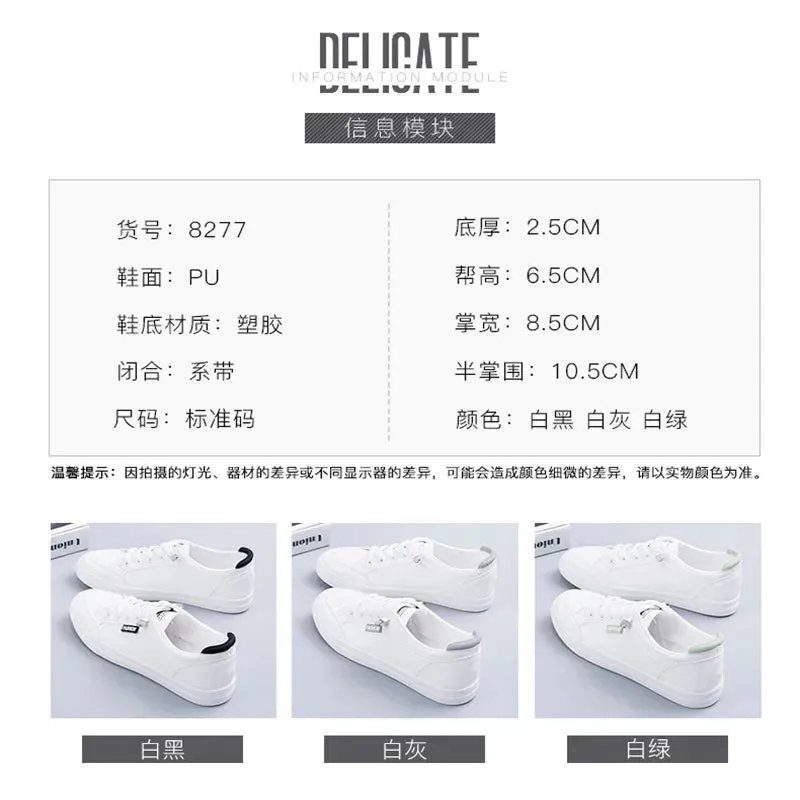 Outdoor Trainers Women Running Shoes Summer Autumn Fashion White PU Leather Lace-Up Breathable Casual Sneakers Zapatos De Mujer
