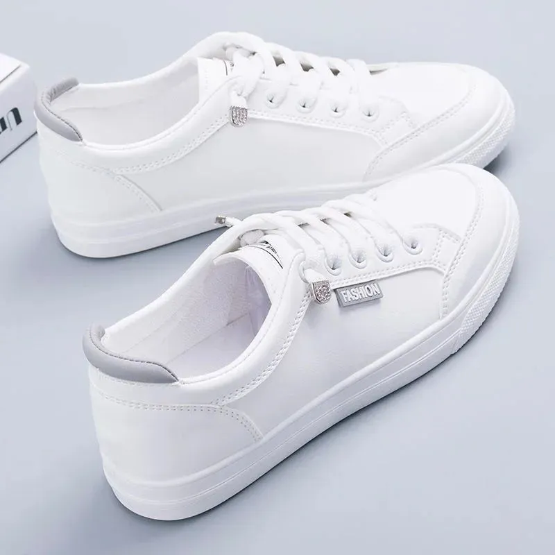 Outdoor Trainers Women Running Shoes Summer Autumn Fashion White PU Leather Lace-Up Breathable Casual Sneakers Zapatos De Mujer