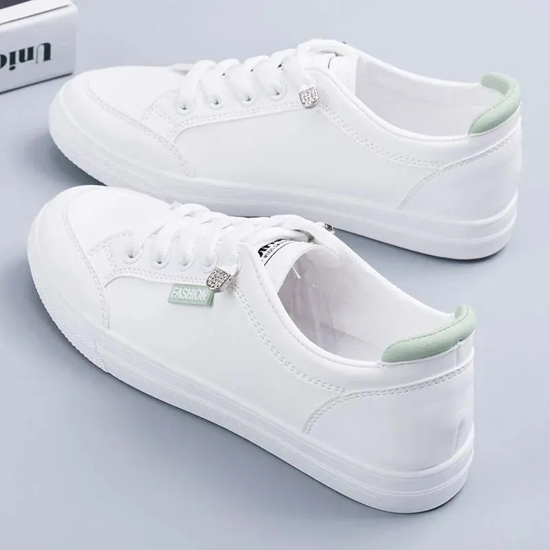 Outdoor Trainers Women Running Shoes Summer Autumn Fashion White PU Leather Lace-Up Breathable Casual Sneakers Zapatos De Mujer