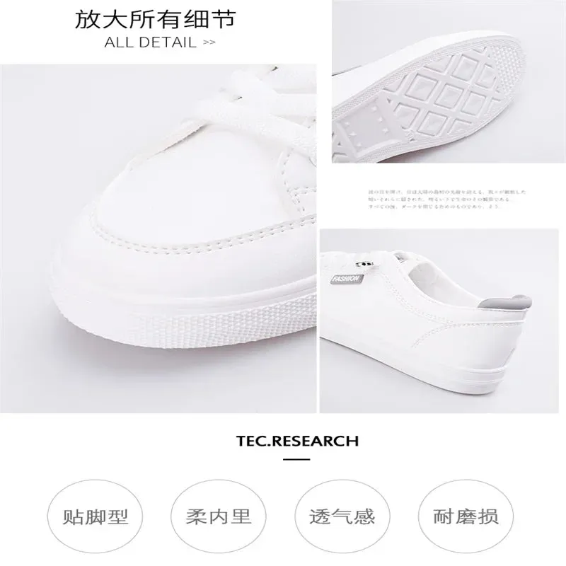 Outdoor Trainers Women Running Shoes Summer Autumn Fashion White PU Leather Lace-Up Breathable Casual Sneakers Zapatos De Mujer