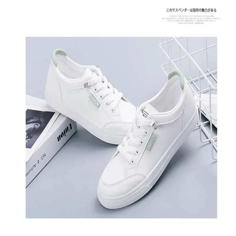 Outdoor Trainers Women Running Shoes Summer Autumn Fashion White PU Leather Lace-Up Breathable Casual Sneakers Zapatos De Mujer