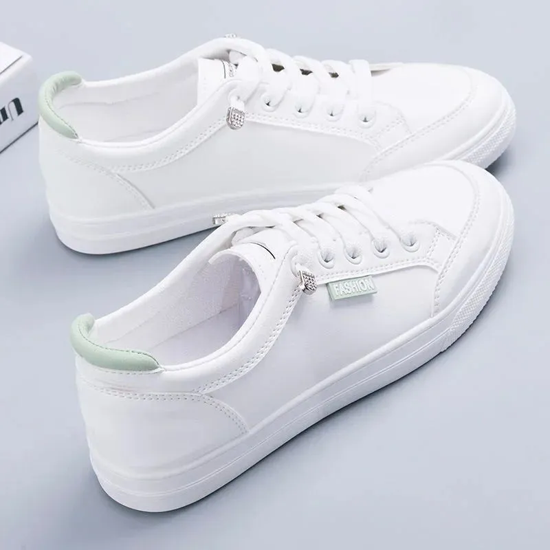 Outdoor Trainers Women Running Shoes Summer Autumn Fashion White PU Leather Lace-Up Breathable Casual Sneakers Zapatos De Mujer