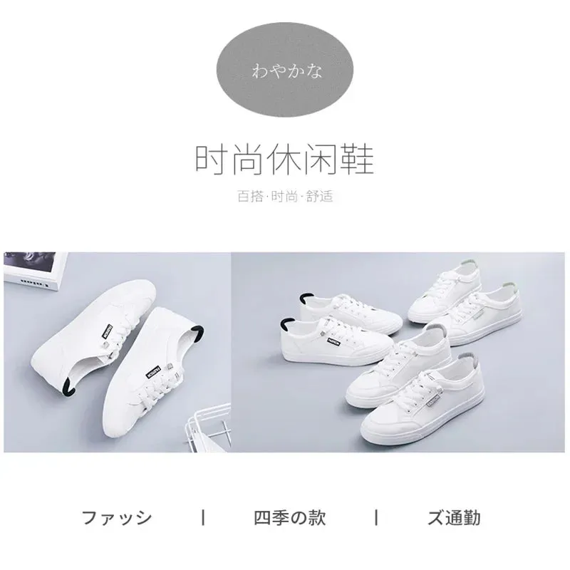 Outdoor Trainers Women Running Shoes Summer Autumn Fashion White PU Leather Lace-Up Breathable Casual Sneakers Zapatos De Mujer