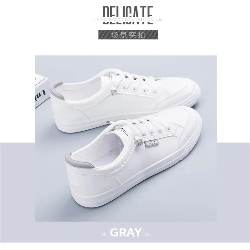 Outdoor Trainers Women Running Shoes Summer Autumn Fashion White PU Leather Lace-Up Breathable Casual Sneakers Zapatos De Mujer