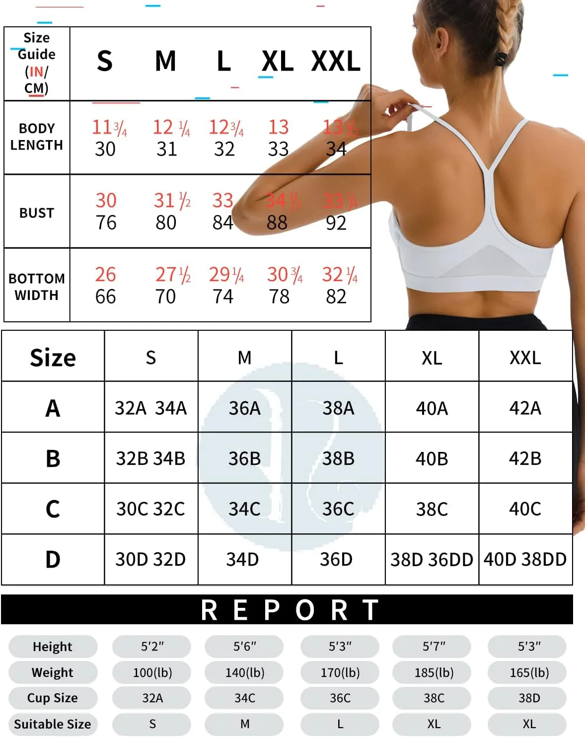 RUNNING GIRL Y-Back Sports Bras for Women, Medium Impact Wirefree Padded Bra Workout Crop Top Longline Sports Bra Push up