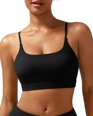 RUNNING GIRL Y-Back Sports Bras for Women, Medium Impact Wirefree Padded Bra Workout Crop Top Longline Sports Bra Push up