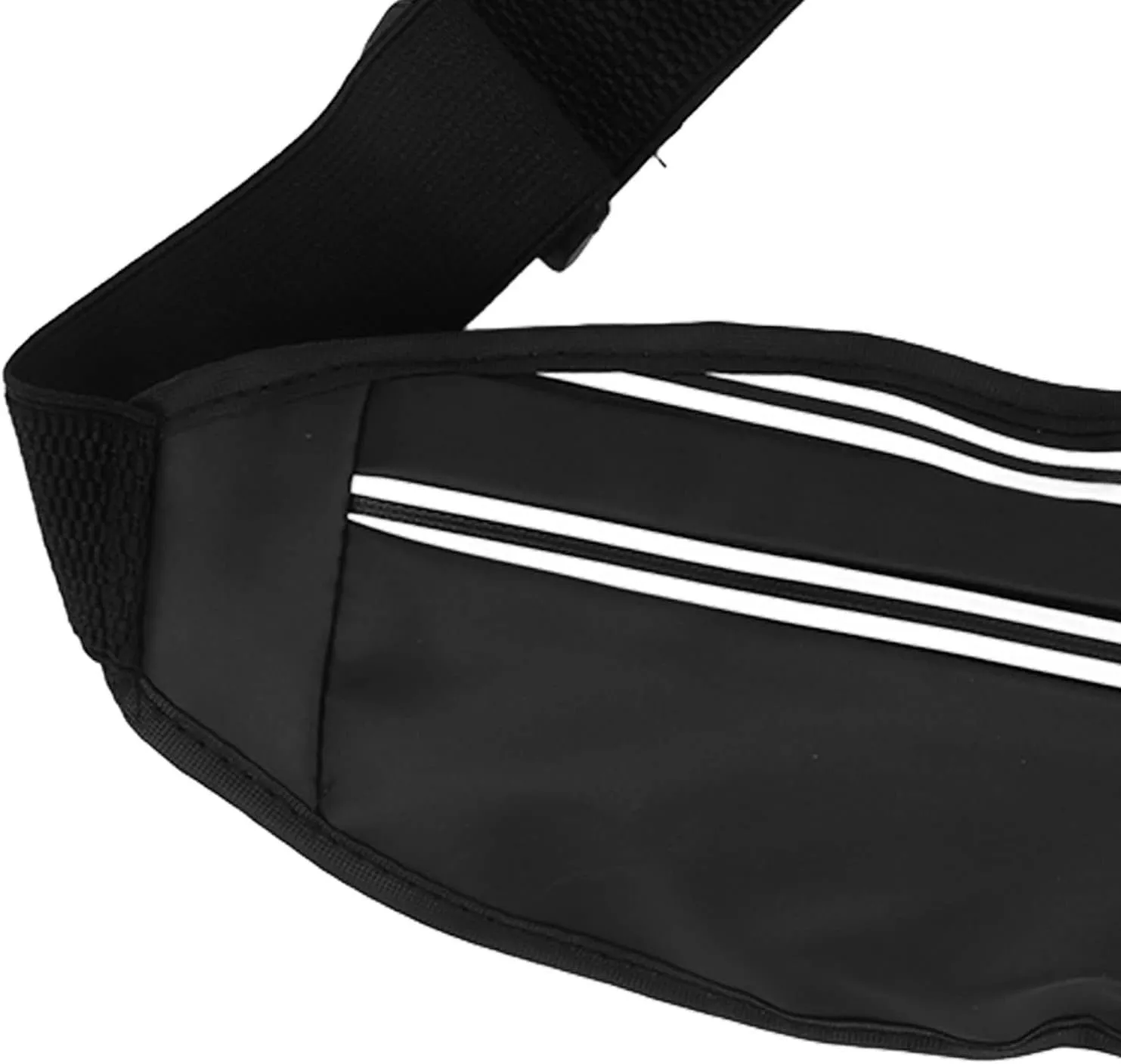 Running waist bag, men and women running belt, multi function PU mobile phone holder bag, large capacity reflective waist bag, suitable for outdoor sports (Black)