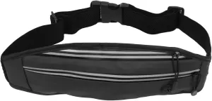 Running waist bag, men and women running belt, multi function PU mobile phone holder bag, large capacity reflective waist bag, suitable for outdoor sports (Black)