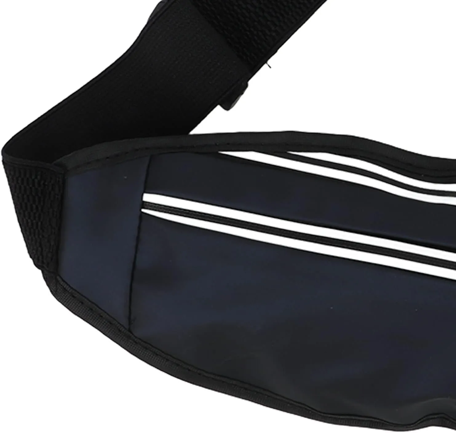 Running waist bag, men and women running belt, multi function PU mobile phone holder bag, large capacity reflective waist bag, suitable for outdoor sports (Dark Blue)