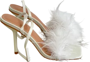 Simmi London Jupiter White Square Toe Fluffy Mid Heel Mules UK 5 EU 38 