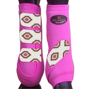 Small Hilason Horse Medicine Sports Boots Rear Hind Leg Pink Grey