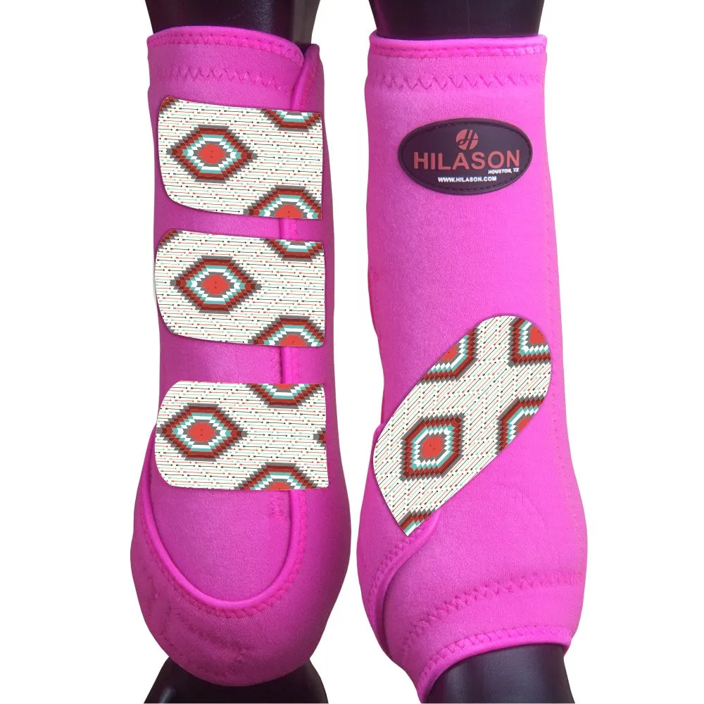 Small Hilason Horse Medicine Sports Boots Rear Hind Leg Pink Grey