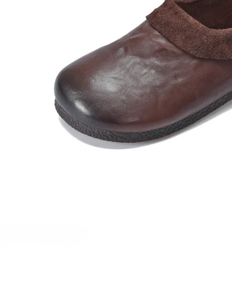 Spring Round Toe Soft Sole Retro Flat Boots