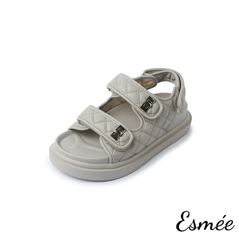 Textured Tweed / Leather Sandals with Thickened Outsole