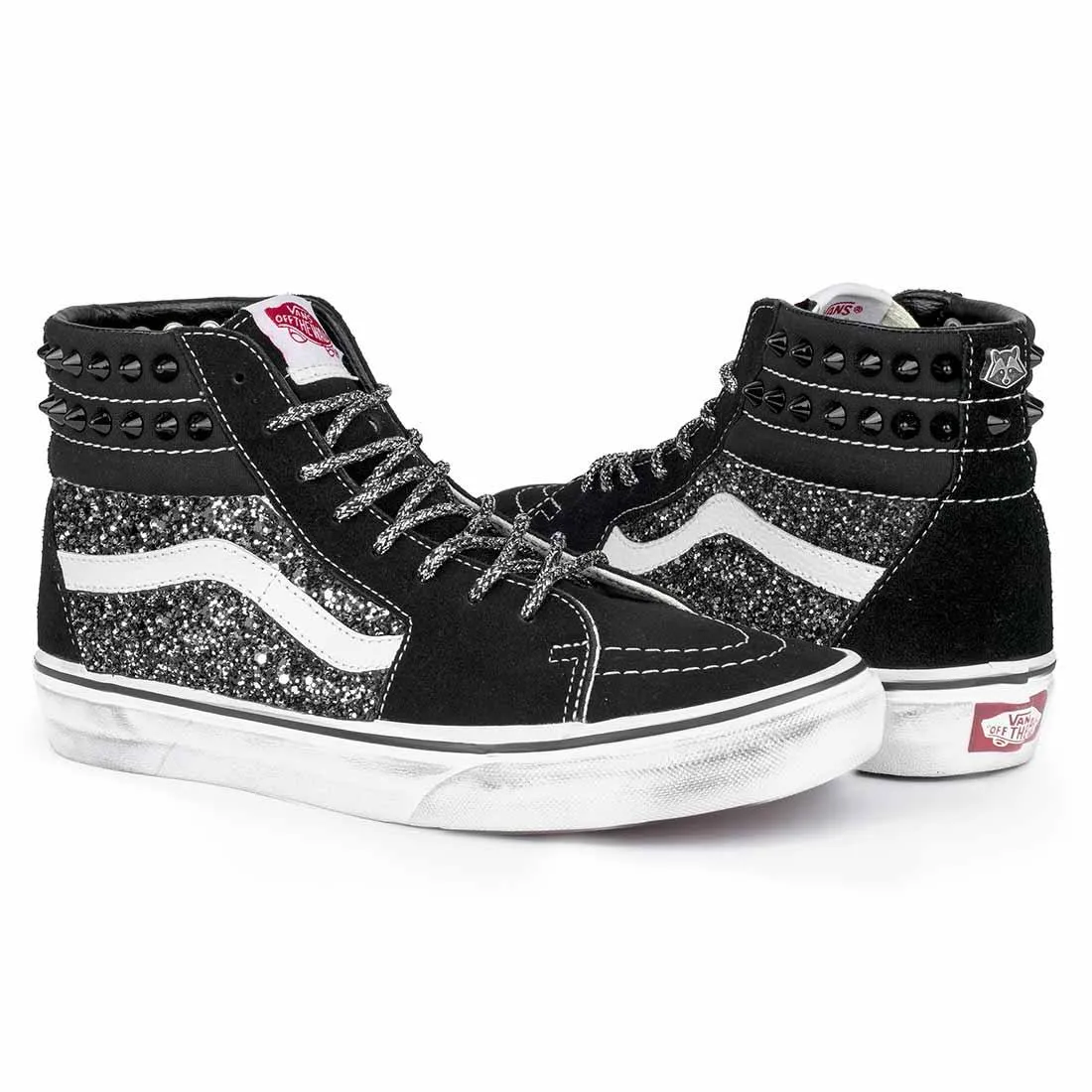 Vans Sk8 Hi con Glitter Nero e Borchie a cuneo nere