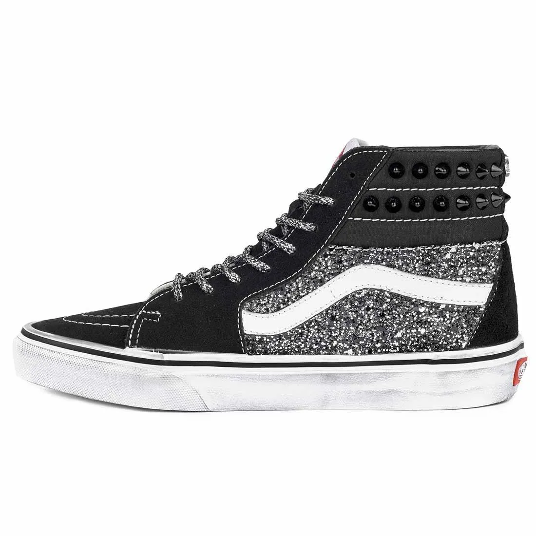 Vans Sk8 Hi con Glitter Nero e Borchie a cuneo nere