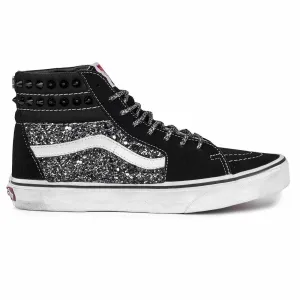 Vans Sk8 Hi con Glitter Nero e Borchie a cuneo nere