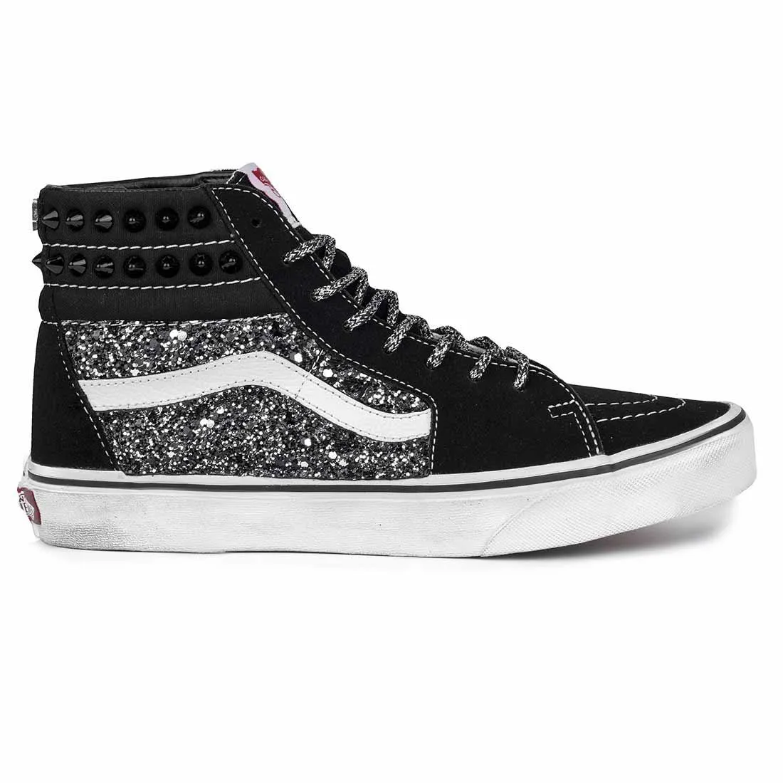 Vans Sk8 Hi con Glitter Nero e Borchie a cuneo nere