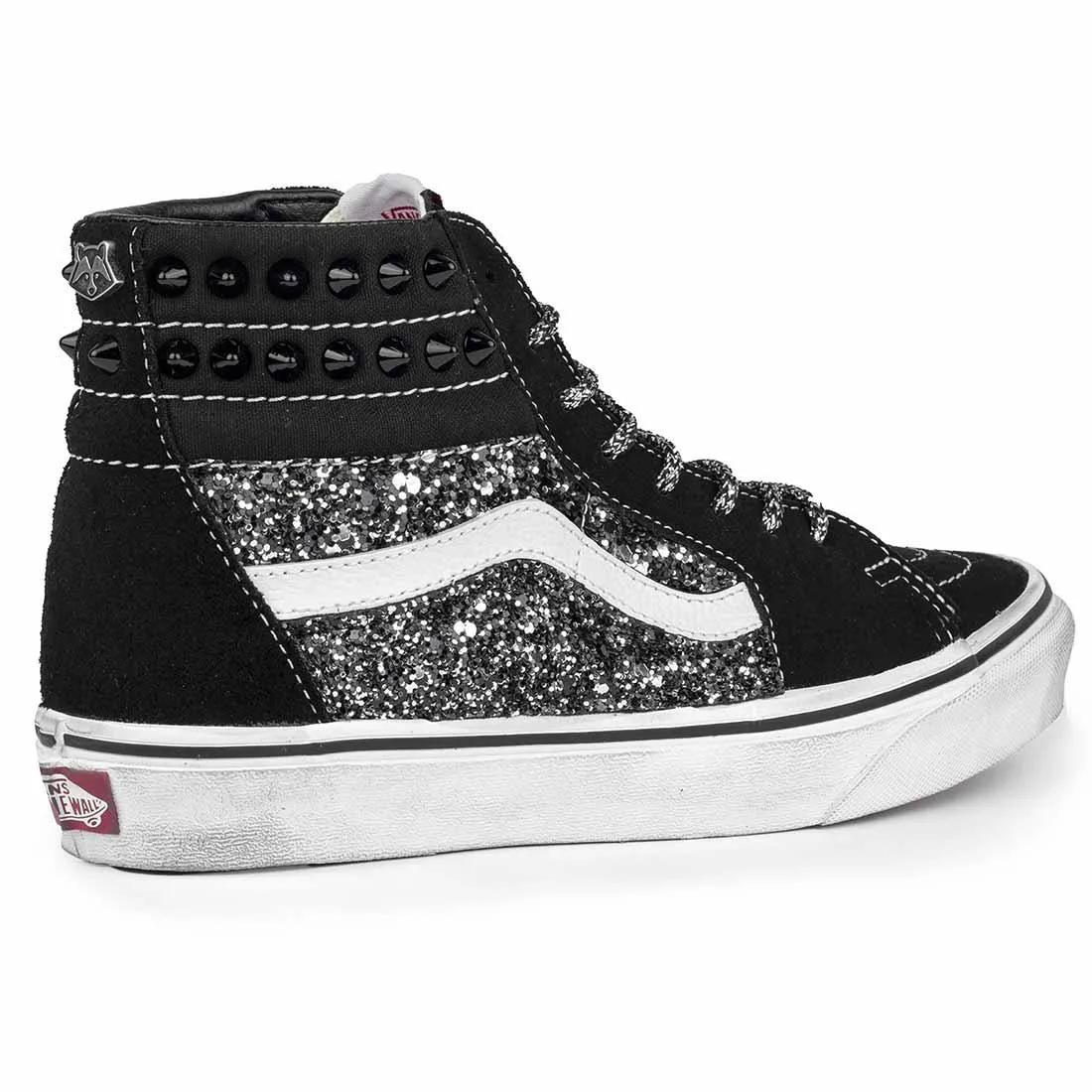 Vans Sk8 Hi con Glitter Nero e Borchie a cuneo nere