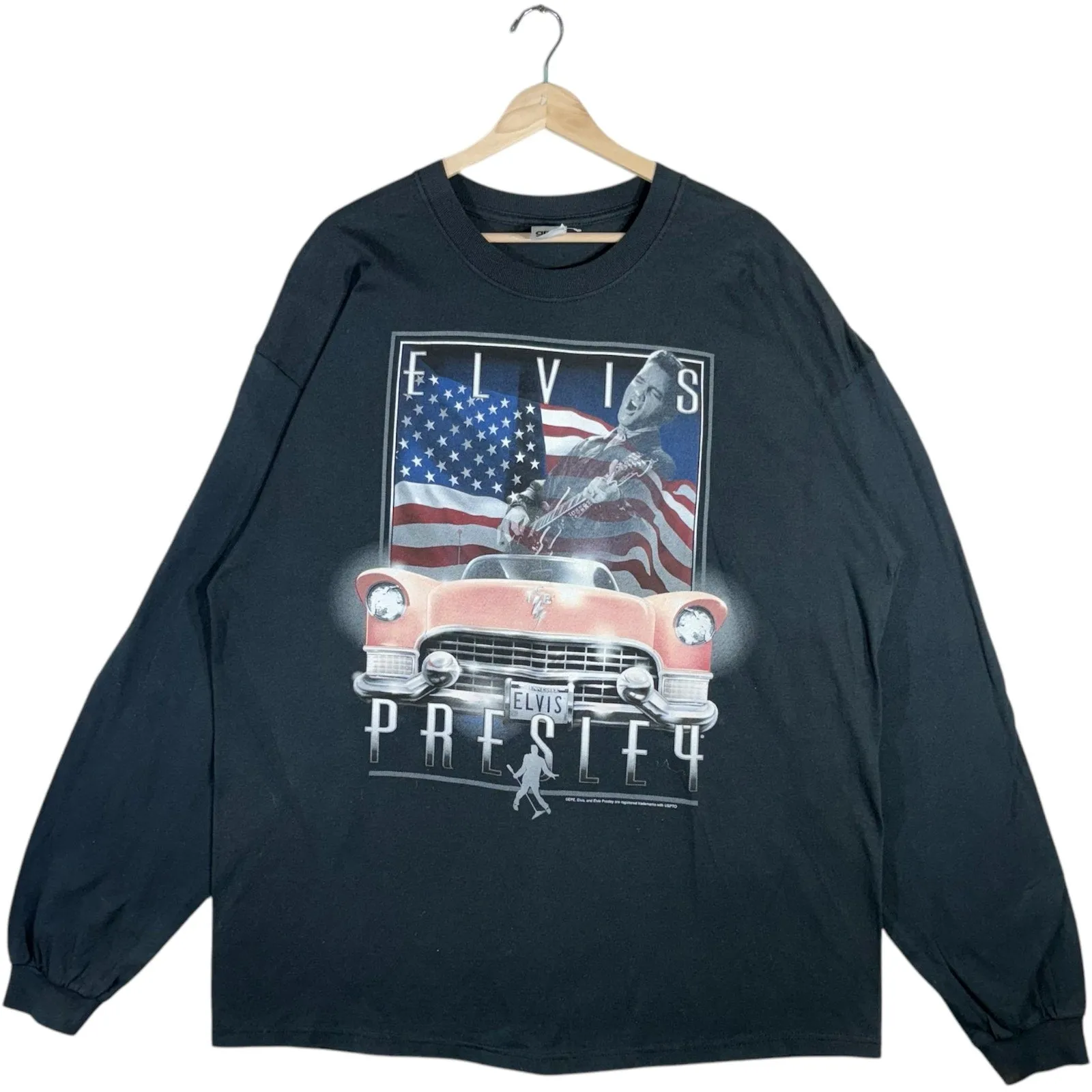 Vintage Elvis Presley American Flag Long Sleeve