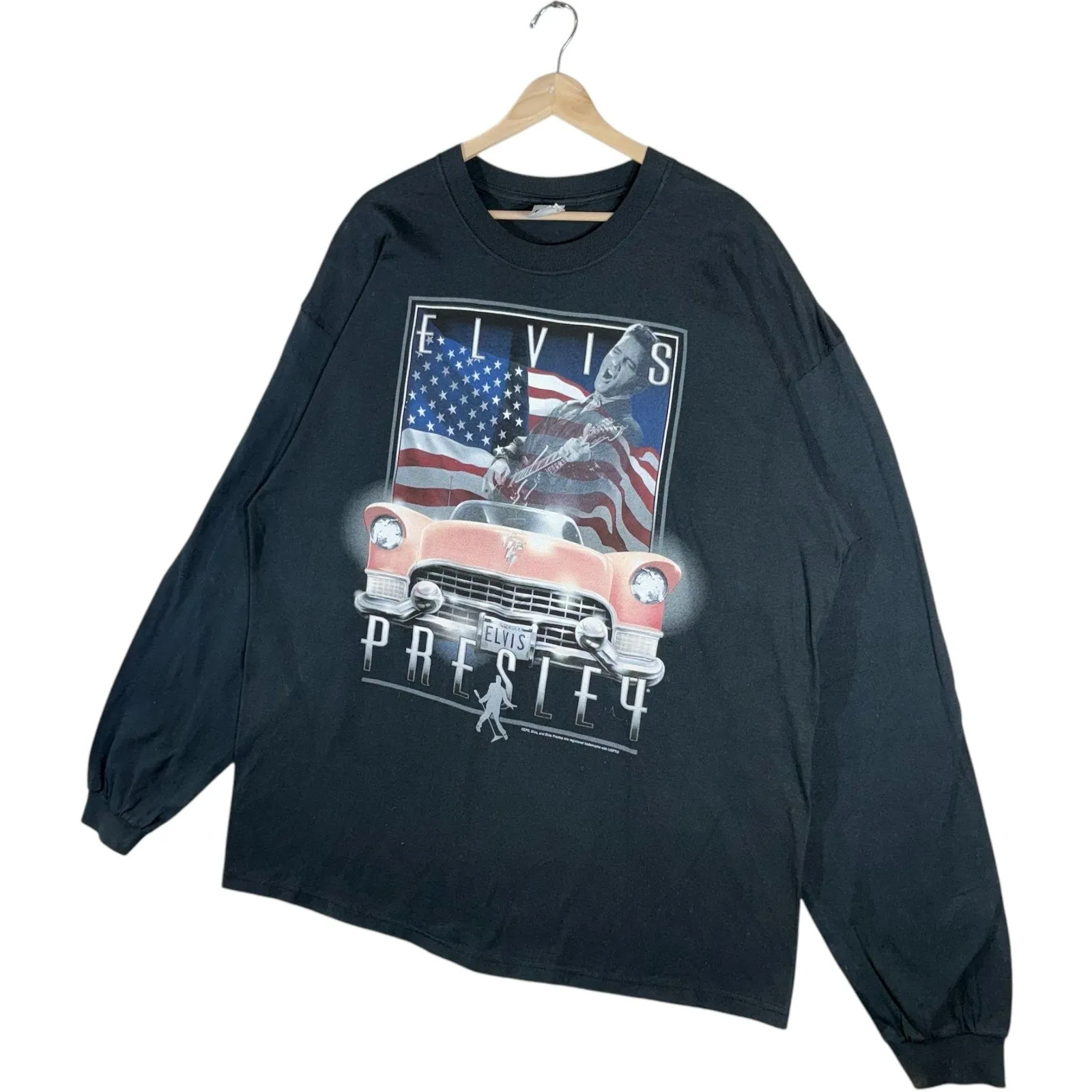Vintage Elvis Presley American Flag Long Sleeve