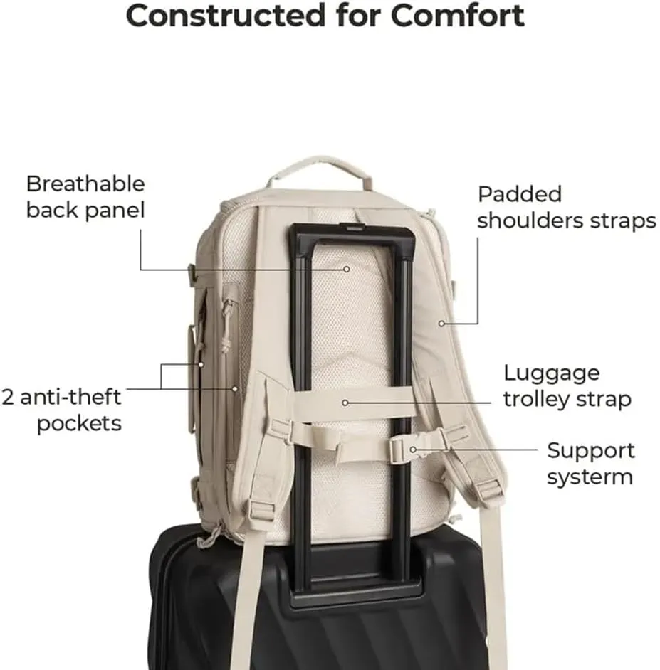 Waterproof Carry-On Travel Backpack, Backpack Waterproof Outdoor Sports, Travel Carry on Backpack Expandable for Women Men (White)