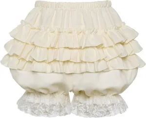 Womens Lolita Bloomers Plush Ruffles Pumpkin Pants Bottom Shorts