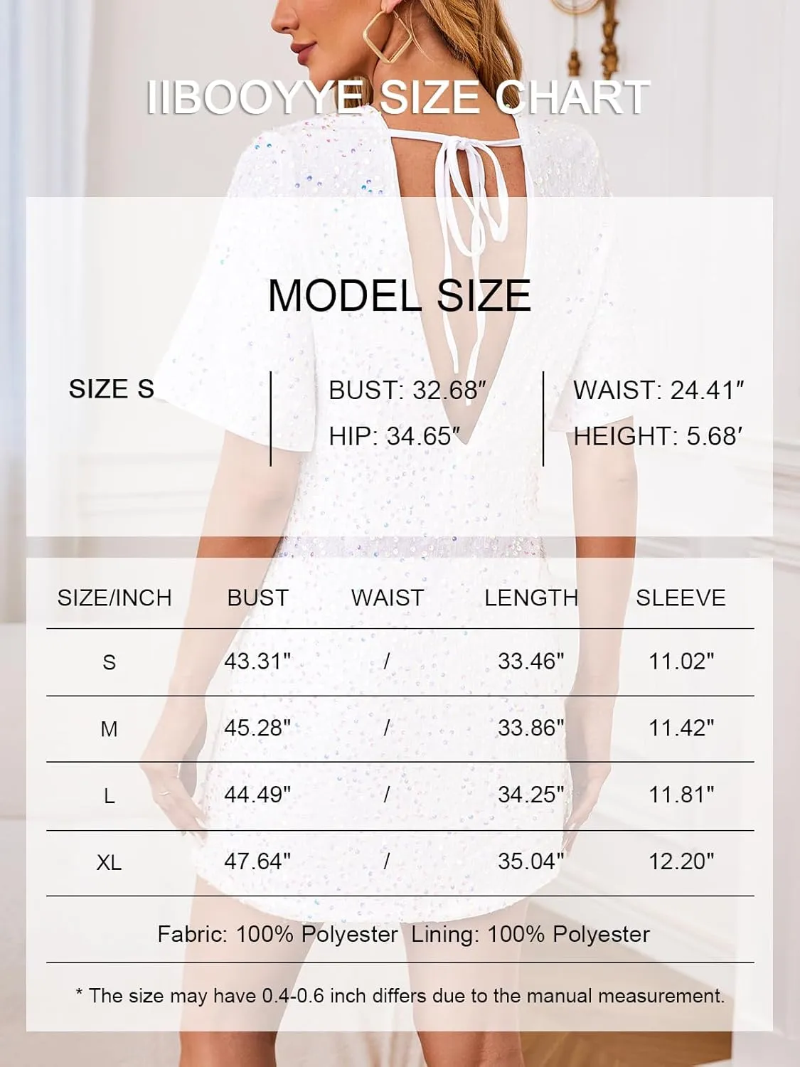 Women's Sequin Mini Club Party Dress Short Sleeve Crewneck Tie Backless Velvet Dresses