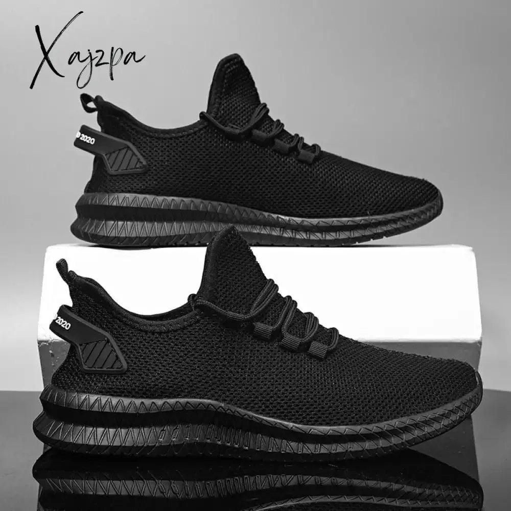 Xajzpa - Mesh Men Shoes Breathable White Mens Sneakers Trendy Lace-Up Lightweight Black Walking Big Size Man Tenis Shoe Zapatillas Hombre