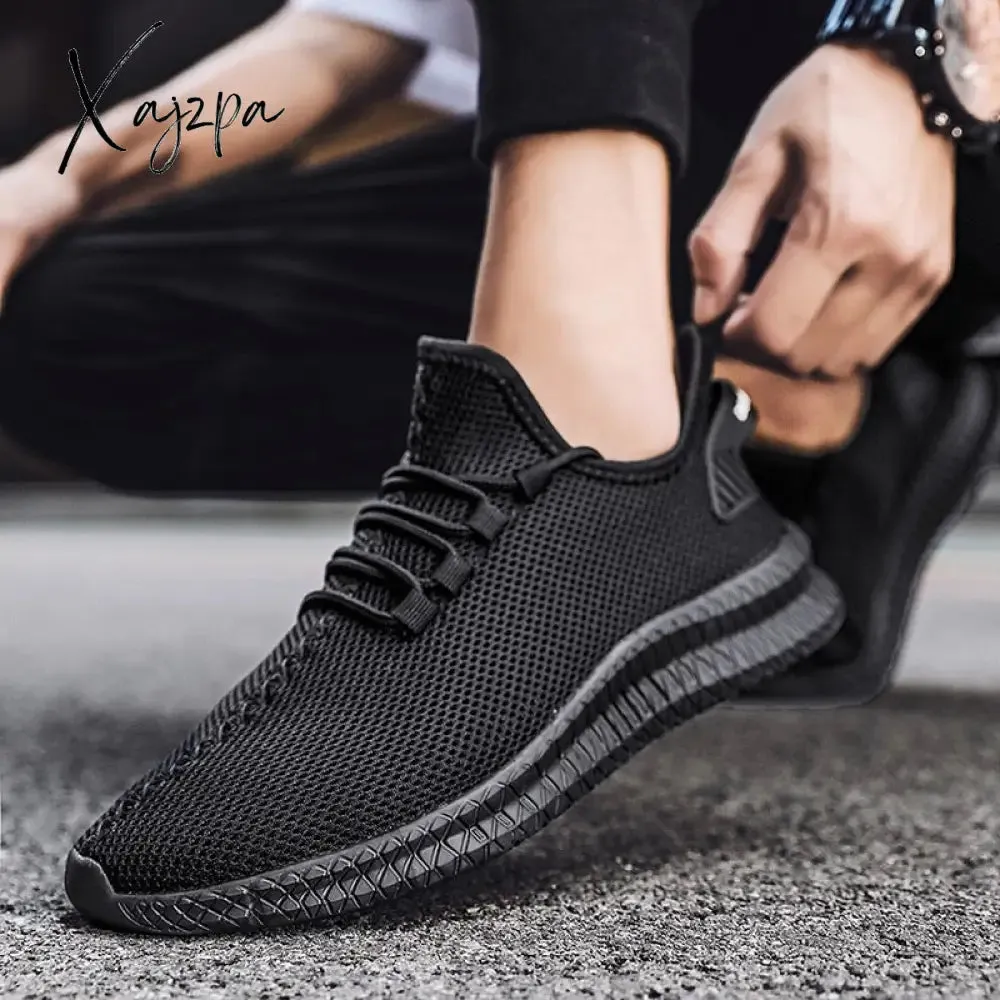 Xajzpa - Mesh Men Shoes Breathable White Mens Sneakers Trendy Lace-Up Lightweight Black Walking Big Size Man Tenis Shoe Zapatillas Hombre
