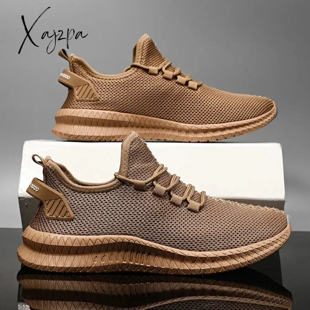 Xajzpa - Mesh Men Shoes Breathable White Mens Sneakers Trendy Lace-Up Lightweight Black Walking Big Size Man Tenis Shoe Zapatillas Hombre