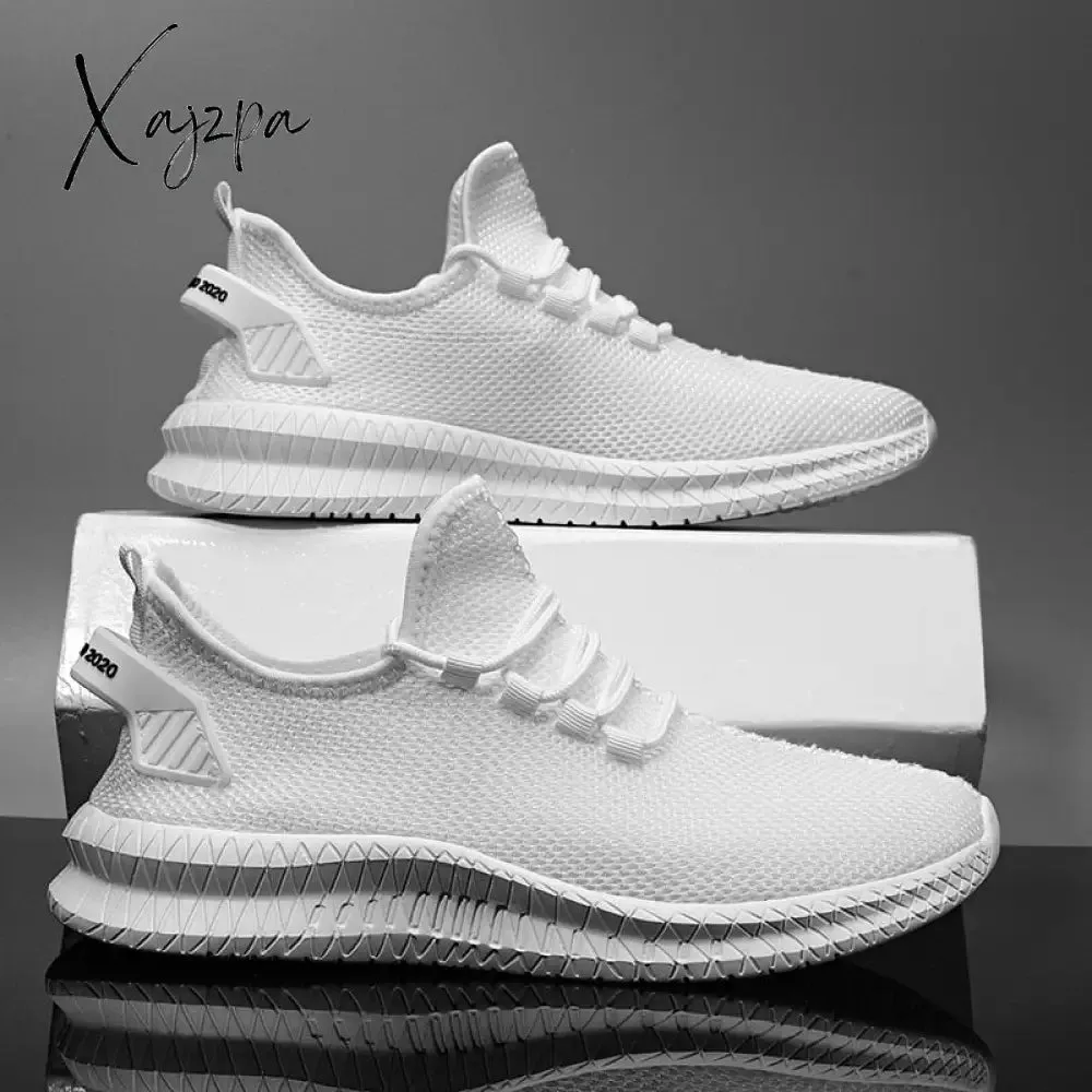 Xajzpa - Mesh Men Shoes Breathable White Mens Sneakers Trendy Lace-Up Lightweight Black Walking Big Size Man Tenis Shoe Zapatillas Hombre