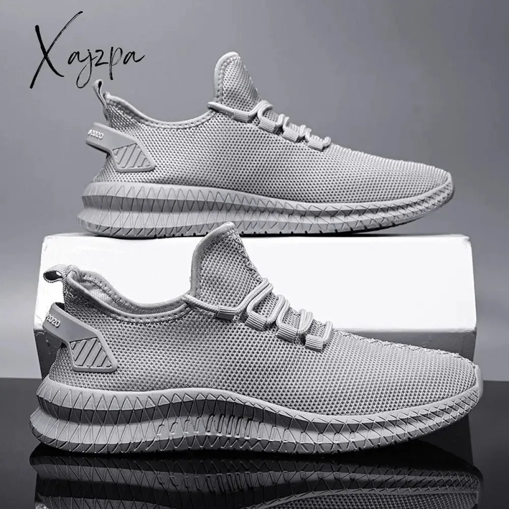 Xajzpa - Mesh Men Shoes Breathable White Mens Sneakers Trendy Lace-Up Lightweight Black Walking Big Size Man Tenis Shoe Zapatillas Hombre